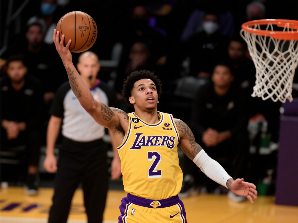 里夫斯精彩顺下抛投 2+1助湖人扩大领先优势 里夫斯作为湖人队的潜力新秀,*他的多场关